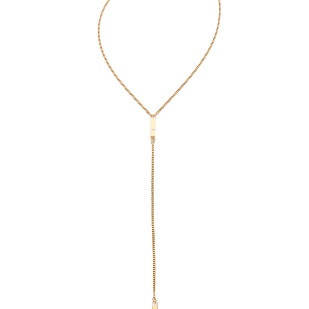 Gold-dipped Bar Necklace 💎 REAL DIAMONDS 💎